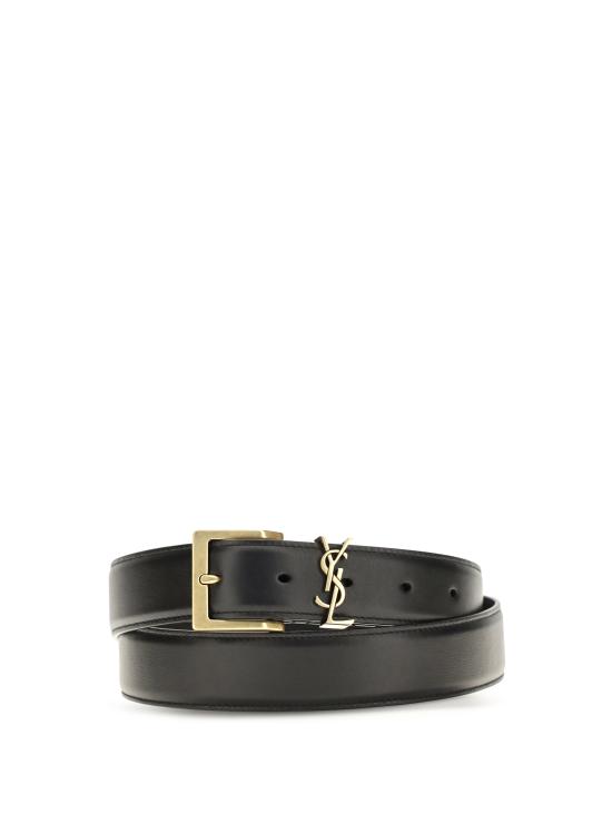 26FW 생로랑 가죽 벨트 864585BOO0W 1000 BLACK