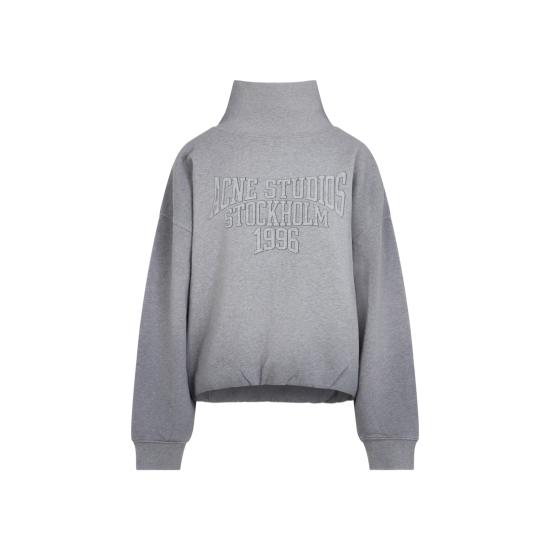 26FW 아크네 스튜디오 플리스 로고 스웨트셔츠 플리스 로고 스웨트셔츠 AI0193 990 GREY