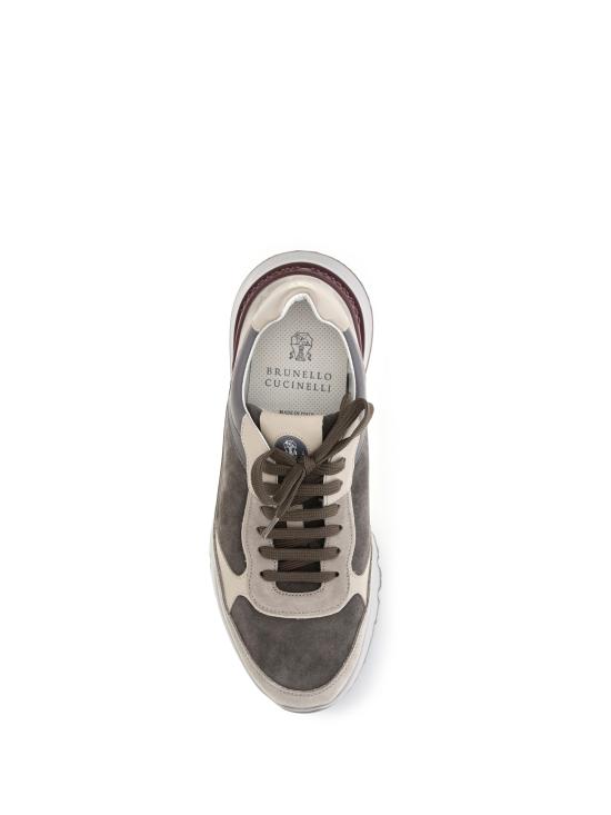 26FW 브루넬로 쿠치넬리 누벅 레더 스웨이드 러닝 스니커즈 MZUSNEO355 CYR60 GREY - BRUNELLO CUCINELLI