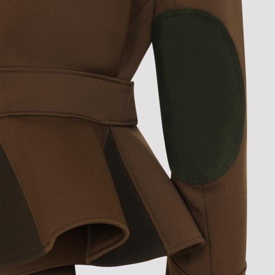 26FW 셀린느 다이애그널 울 페플럼 재킷 RV1913K78 17MC BROWN - CELINE