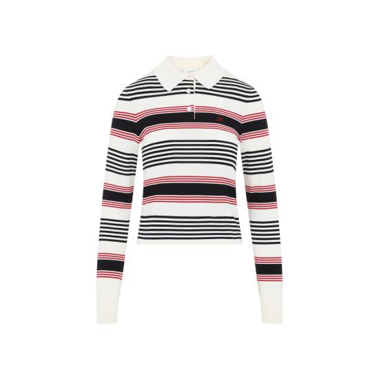 26FW 셀린느 스트라이프 코튼 폴로 스웨터 RY0TX3B21 01KD WHITE