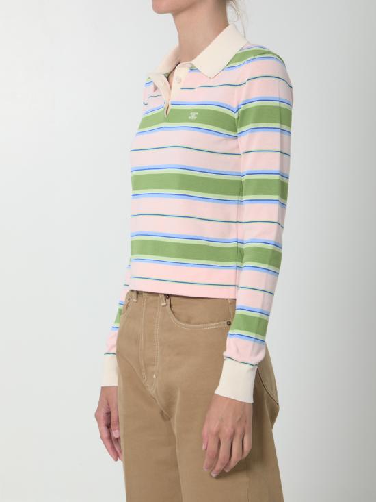 26FW 셀린느 스트라이프 코튼 폴로 스웨터 RY0TF3B21 GKF0 GREEN - CELINE