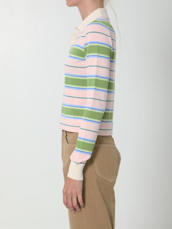 26FW 셀린느 스트라이프 코튼 폴로 스웨터 RY0TF3B21 GKF0 GREEN - CELINE