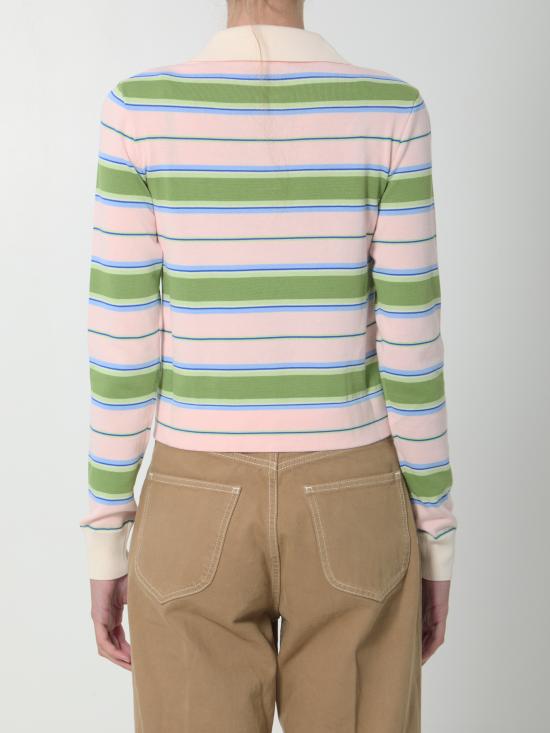 26FW 셀린느 스트라이프 코튼 폴로 스웨터 RY0TF3B21 GKF0 GREEN - CELINE