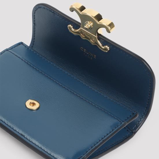 26FW 셀린느 샤이니 카프스킨 플랩 카드 홀더 10I583DPV 07HJ BLUE - CELINE