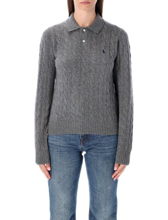 26FW 폴로 랄프로렌 케이블 폴로 니트 211972132 500 FLANNEL GREY