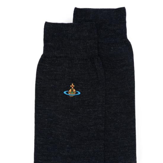 26FW 비비안웨스트우드 오닉스 자수 유니 컬러 플레인 삭스 81040001 K0025 K411 BLUE - VIVIENNE WESTWOOD