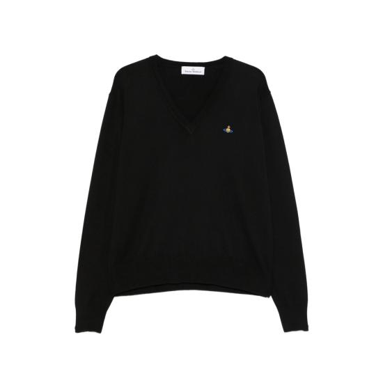 26FW 비비안웨스트우드 마크 브이넥 스웨터 마크 브이넥 스웨터 27010037 Y001V N402 BLACK
