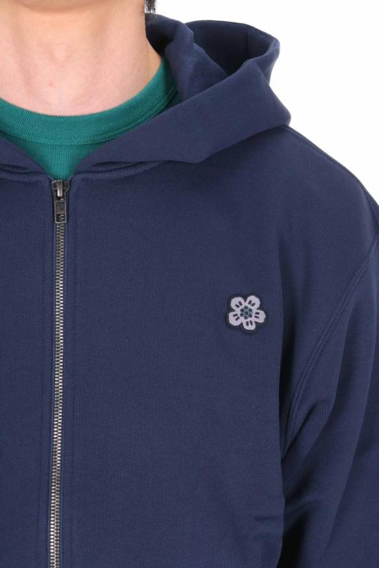 26SS 겐조 와일드 타이거 엠브로이더드 후드 티셔츠 FG55HO2034MJ76 Blue - KENZO
