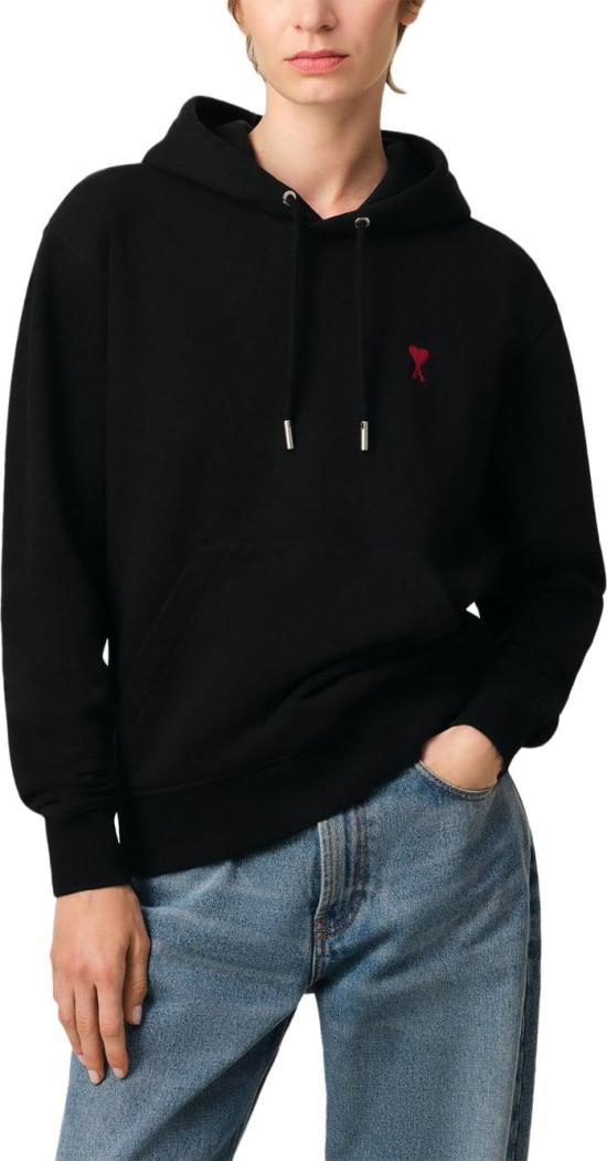 26FW 아미 후드 티셔츠 BFUSW235D730001 BLACK - AMI