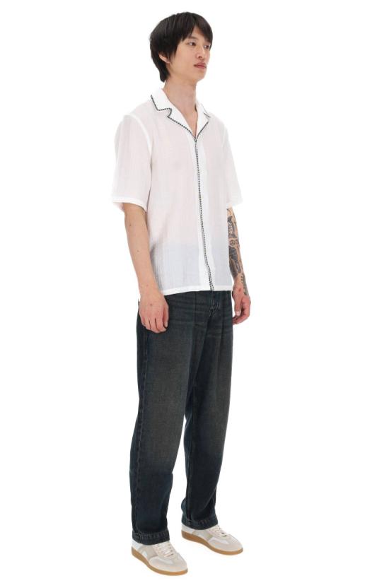 26SS 오피신 제네랄 반팔 셔츠 MSHI005WHITE BLACK - OFFICINE GENERALE