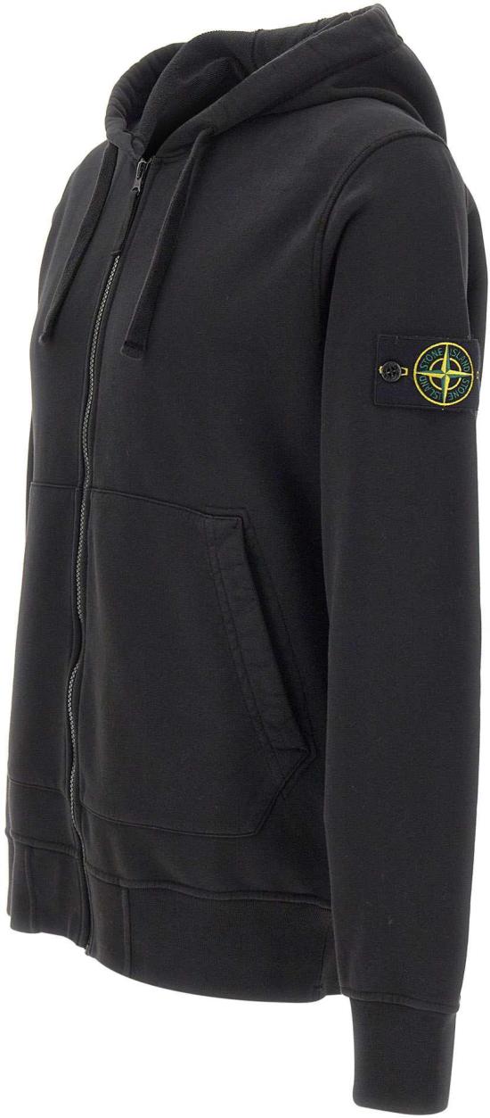 26FW 스톤 아일랜드 오가닉 코튼 플리스 레귤러 핏 후드 집업 6100061S0051V0029 BLACK - STONE ISLAND