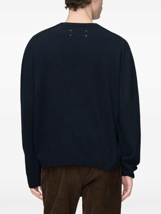 26FW 마르지엘라 버진 울 크루넥 스웨터 S50HL0070M13303 511F NAVY DARK GREY - MAISON MARGIELA