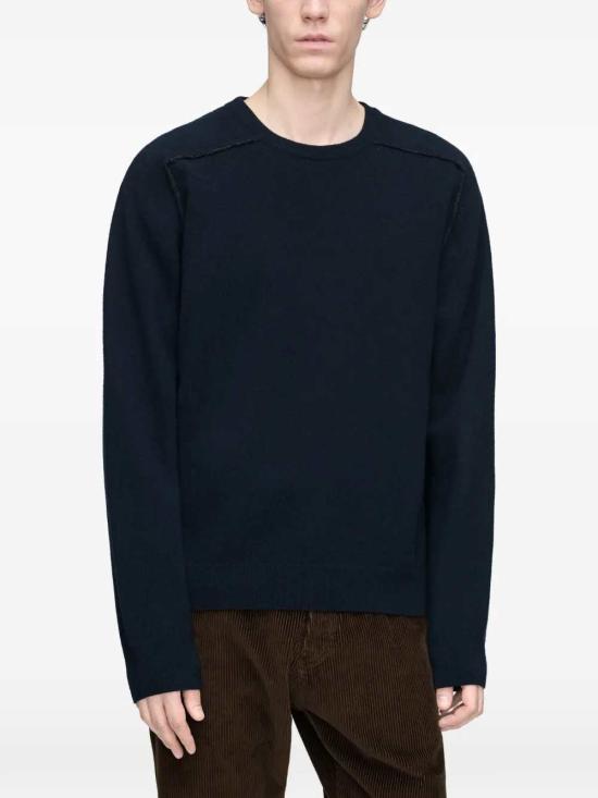 26FW 마르지엘라 버진 울 크루넥 스웨터 S50HL0070M13303 511F NAVY DARK GREY - MAISON MARGIELA