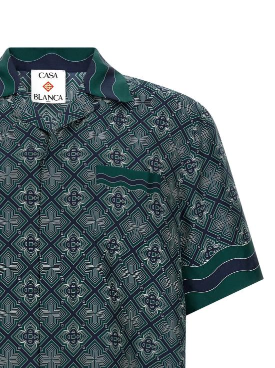 26FW 카사블랑카 폴로 티셔츠 방사형 모노그램 와 블라우스 (녹색) - CASABLANCA