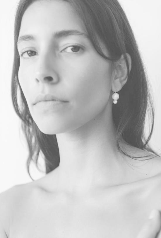  마슬로 주얼리 이어링 더블 오브 진주 귀걸이 - MASLO JEWELRY