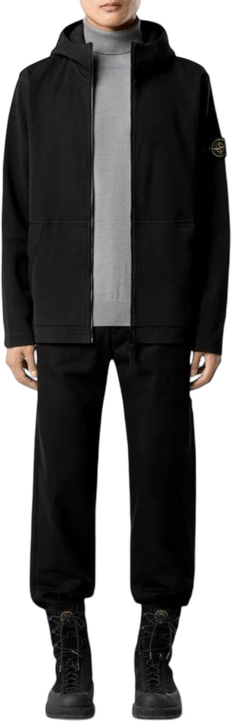 26FW 스톤 아일랜드 후드 티셔츠 STONEISLANDL2S156100020S0472V0029ORGANICCOTTONINTERLOCKZIPTHROUGHHOODIEBLACK - STONE ISLAND
