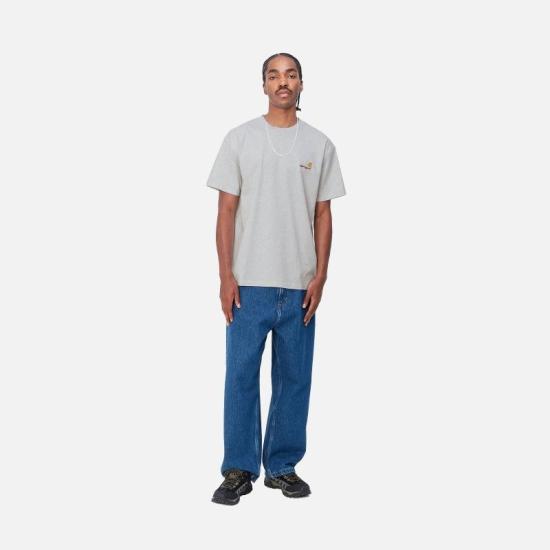 26FW 칼하트 WIP 숏슬리브 아메리칸 스크립트 티셔츠 I029956 482XX ASHHEATHER - CARHARTT WIP