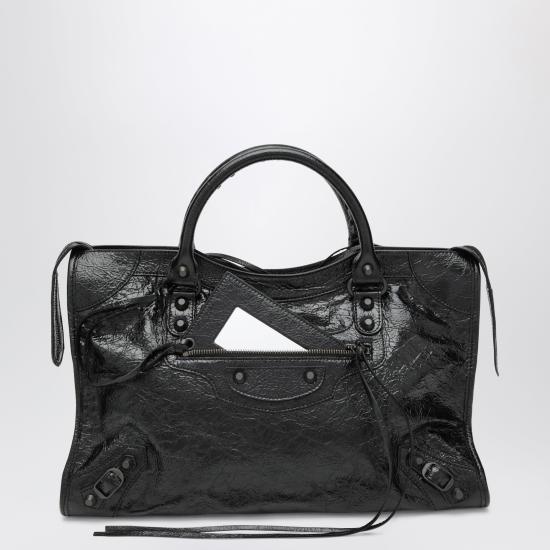 26FW 발렌시아가 르 시티 백 8657602ACFH 1000 BLACK