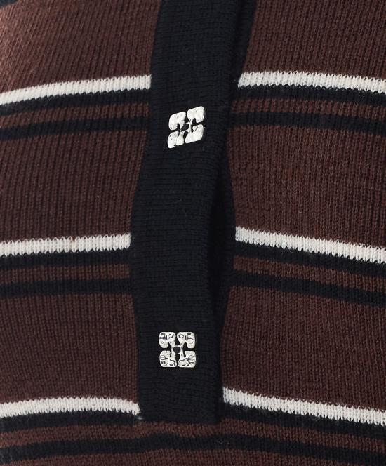 26FW 가니 폴로 티셔츠 A1170004 999 Brown - GANNI