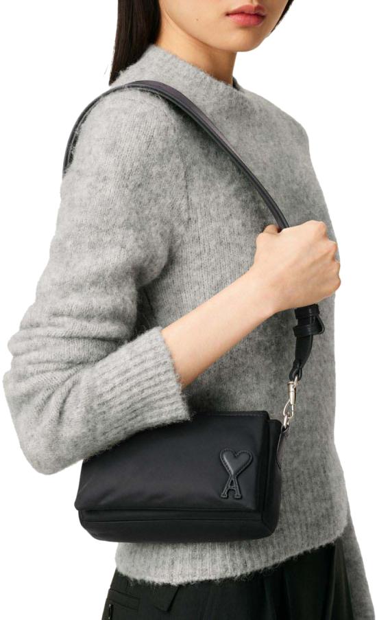 26FW 아미 톤온톤 하트 로고 나일론 마르셀 런치 박스 백 ULL710 AW0001001 BLACK - AMI