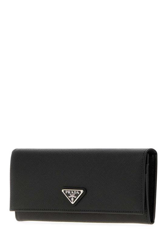 26FW 프라다 사피아노 레더 트라이앵글 로고 플랩 장지갑 1MH132 QHH F0632 BLACK DOM - PRADA
