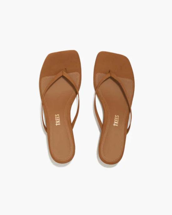  티키스 뮬/슬리퍼 스퀘어 토 줄리아 스웨이드  카멜 - TKEES