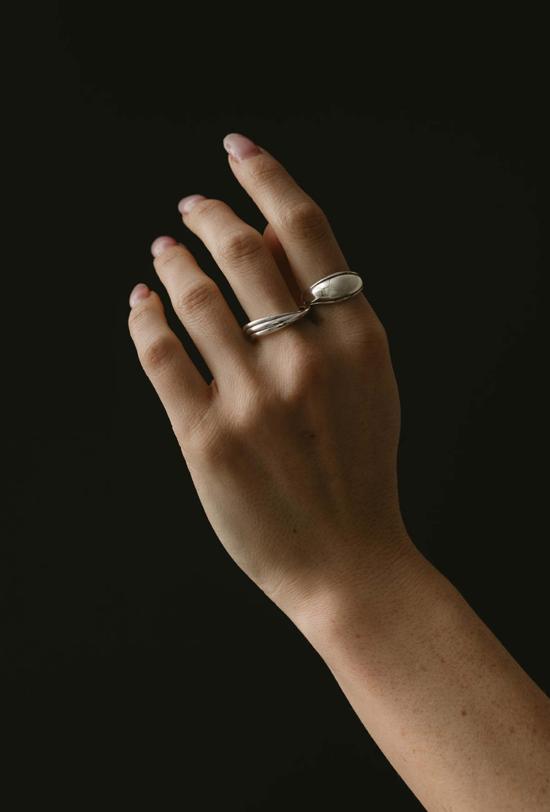  마슬로 주얼리 반지 테두리 장식 돔형  실버 - MASLO JEWELRY