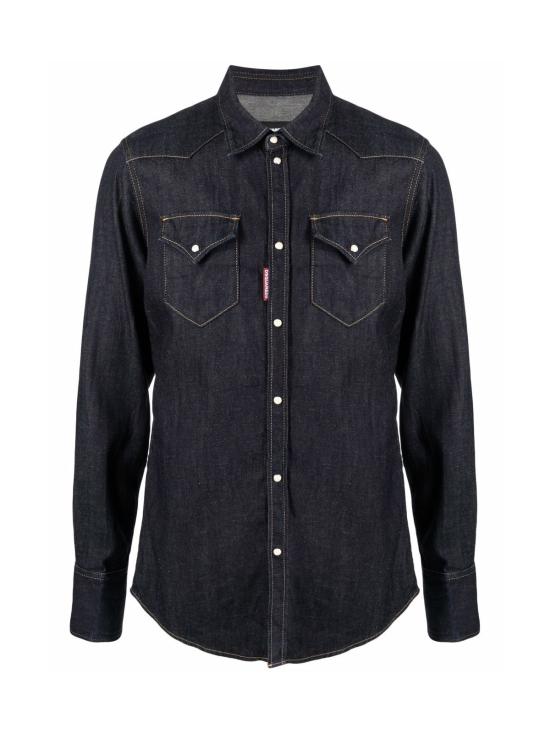  디스퀘어드2 데님 자켓 Dsquared2 헴프 웨스턴 데님 셔츠 블루 - DSQUARED2