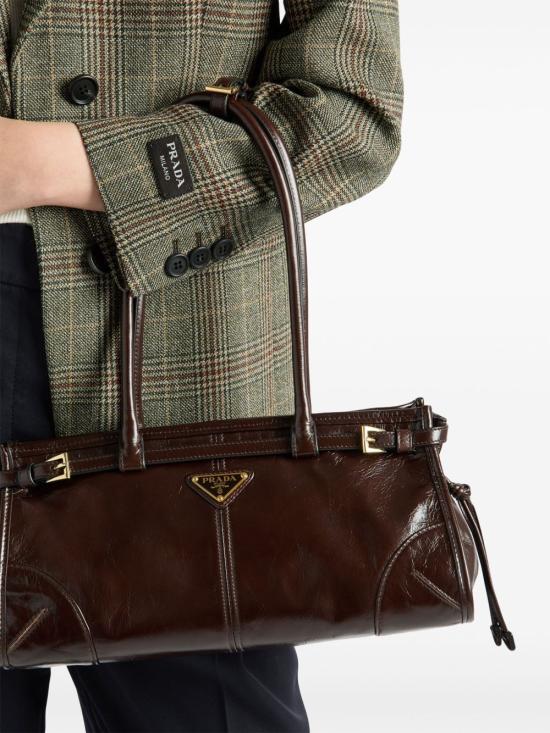 26FW 프라다 보니 미디움 스웨이드 핸드백 1BA426 2CYR F01D6 DARK BROWN DOM - PRADA