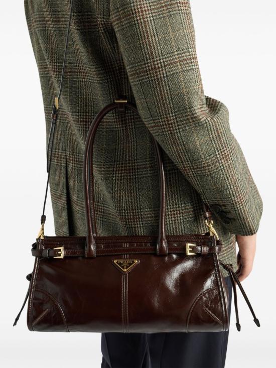26FW 프라다 보니 미디움 스웨이드 핸드백 1BA426 2CYR F01D6 DARK BROWN DOM - PRADA