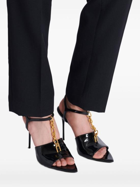 25FW 발망 싱크 페이턴트 카프스킨 샌들 FN1UH154LPAT 0PA Black - BALMAIN