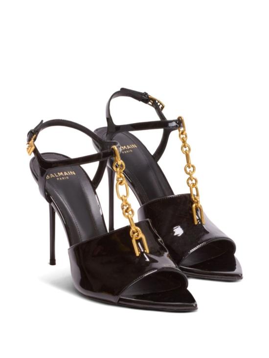 25FW 발망 싱크 페이턴트 카프스킨 샌들 FN1UH154LPAT 0PA Black - BALMAIN