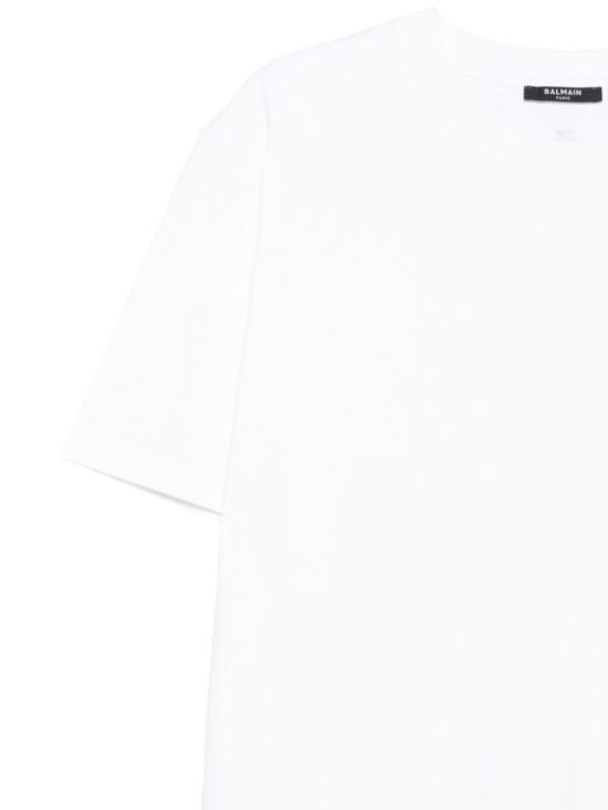 25FW 발망 플록 반소매 티셔츠 FH0EG000GF30 GAB White - BALMAIN