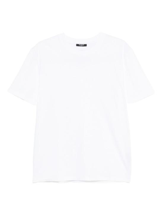 25FW 발망 플록 반소매 티셔츠 FH0EG000GF30 GAB White