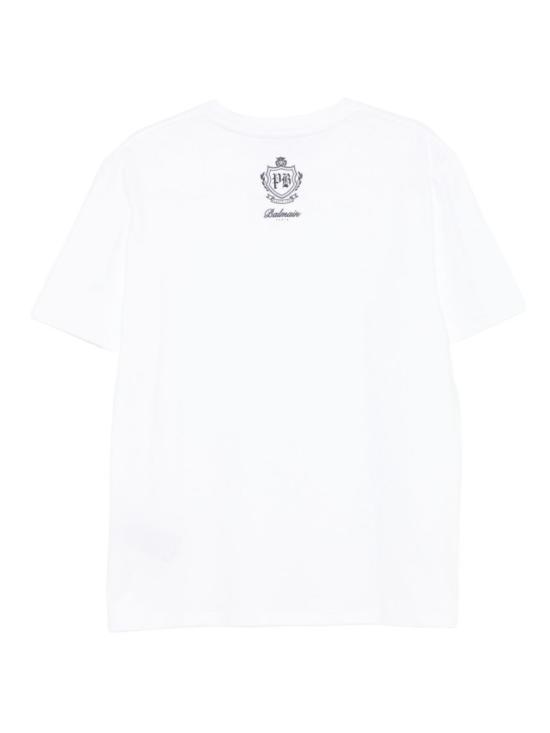 25FW 발망 플록 반소매 티셔츠 FH0EG000GF30 GAB White - BALMAIN