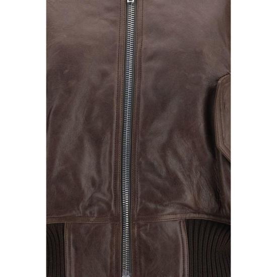 26FW 릭 오웬스 봄버 자켓 송아지 가죽 보스 타우러스 봄버 재킷 브라운 - RICK OWENS