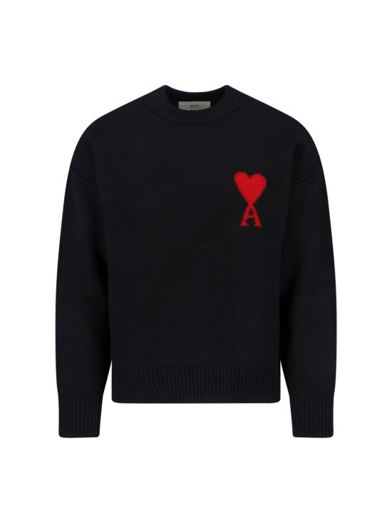 26FW 아미 빅 하트 울 크루넥 스웨터 UKS838 018 009 Black