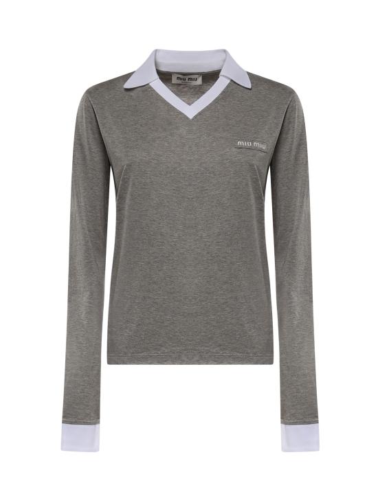 26FW 미우미우 폴로 티셔츠 MJLA57 192Q F052N GRAY WHITE DOM