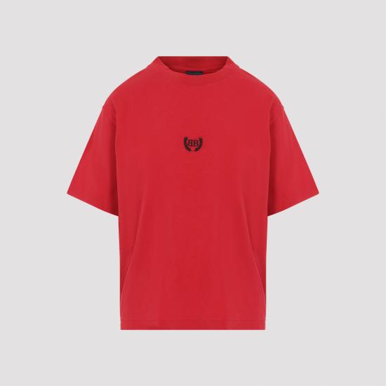 26SS 발렌시아가 로렐 클래식 미디엄 핏 티셔츠 850990 TSVC9 6167 RED BLACK