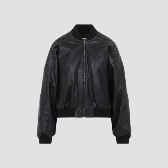 26FW MM6 메종마르지엘라 가죽 자켓 S52AM0358 M35455 900 BLACK