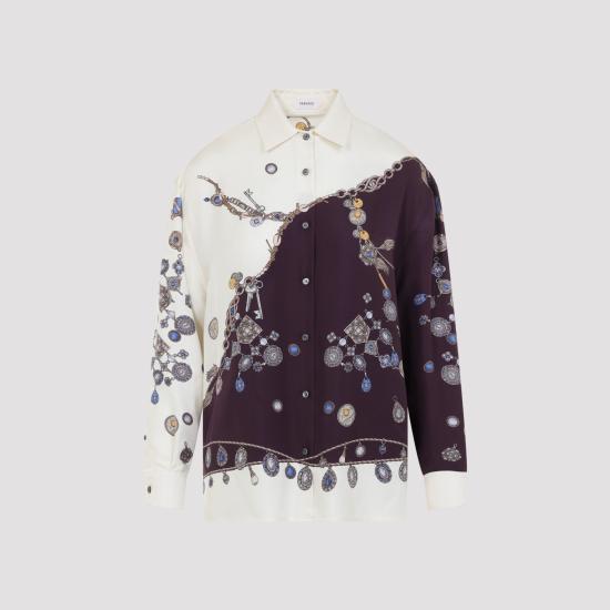 26FW 베르사체 블라우스 1025686 1A18682 5R880 BURGUNDY WHITE GOLD - VERSACE