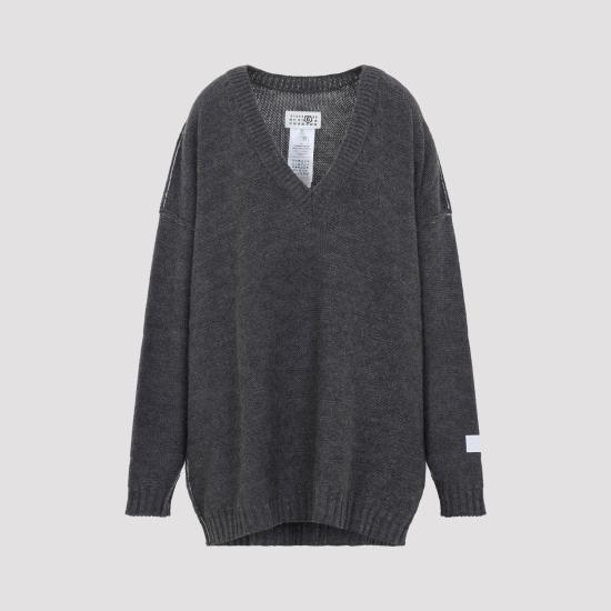 26FW MM6 메종마르지엘라 스웨터 S52HN0016 M13289 859M GREY MELANGE - MM6 MAISON MARGIELA