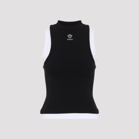 26FW 베르사체 민소매 티셔츠 1026943 1A18639 2BS70 BLACK WHITE - VERSACE