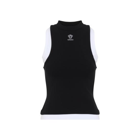 26FW 베르사체 민소매 티셔츠 1026943 1A18639 2BS70 BLACK WHITE - VERSACE