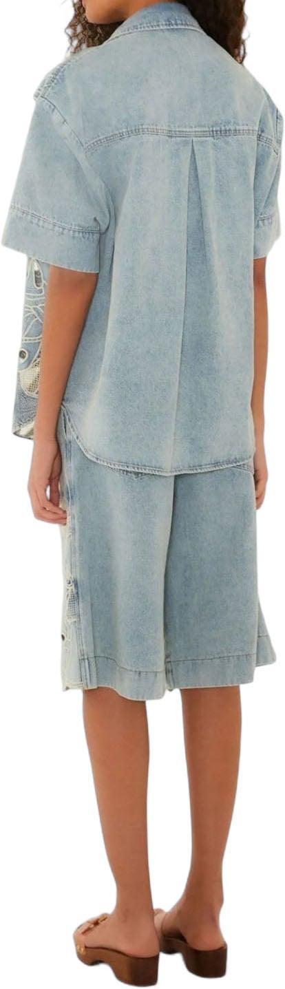26FW 팜 리오 데님 셔츠 FARMRIO363718L0034SEASDESIREEMBROIDEREDDENIMSHIRTSHORTSLEEVESHIRTSLIGHTBLUE LICHTBLUE - FARM RIO