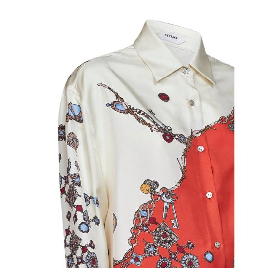 26FW 베르사체 블라우스 1A18682 1025686 5O360 WHITE RED - VERSACE