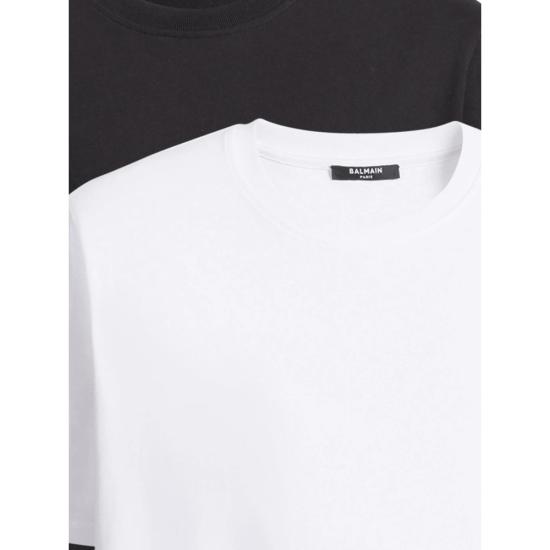 26FW 발망 반팔 티셔츠 HH1EG000 BD72 GAB BLACK WHITE - BALMAIN