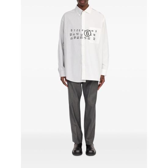 26FW MM6 메종마르지엘라 긴팔 셔츠 MTN183 SH0DT0057 961 WHITE GREY - MM6 MAISON MARGIELA