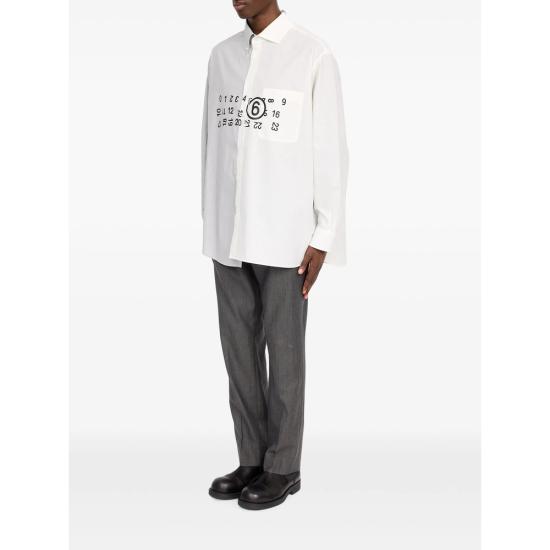 26FW MM6 메종마르지엘라 긴팔 셔츠 MTN183 SH0DT0057 961 WHITE GREY - MM6 MAISON MARGIELA